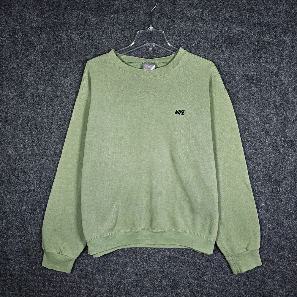 Vintage Nike Crewneck Mens XL Green Embroidered Spell Out Sweatshirt 90s Y2K USA